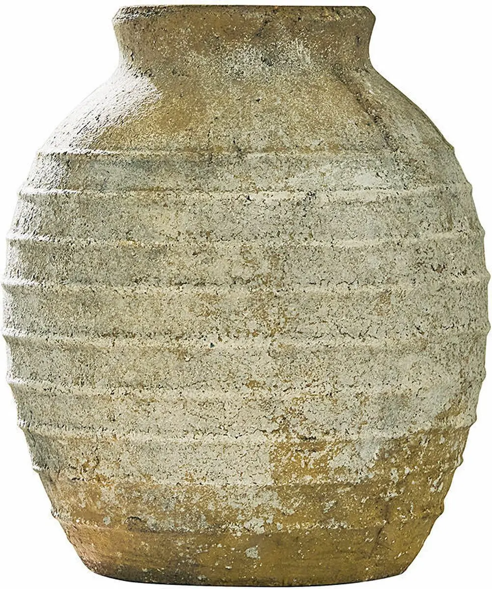 Loberon Sibinna Vaas - Ø22cm - Bruin/Wit - afbeelding 6 van 6