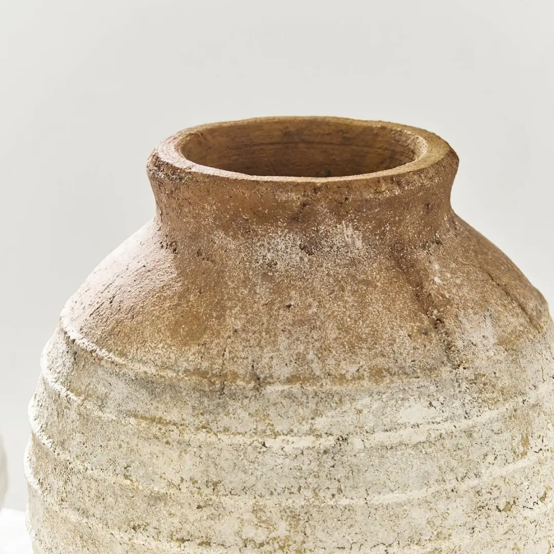 Loberon Sibinna Vaas - Ø22cm - Bruin/Wit - afbeelding 3 van 6