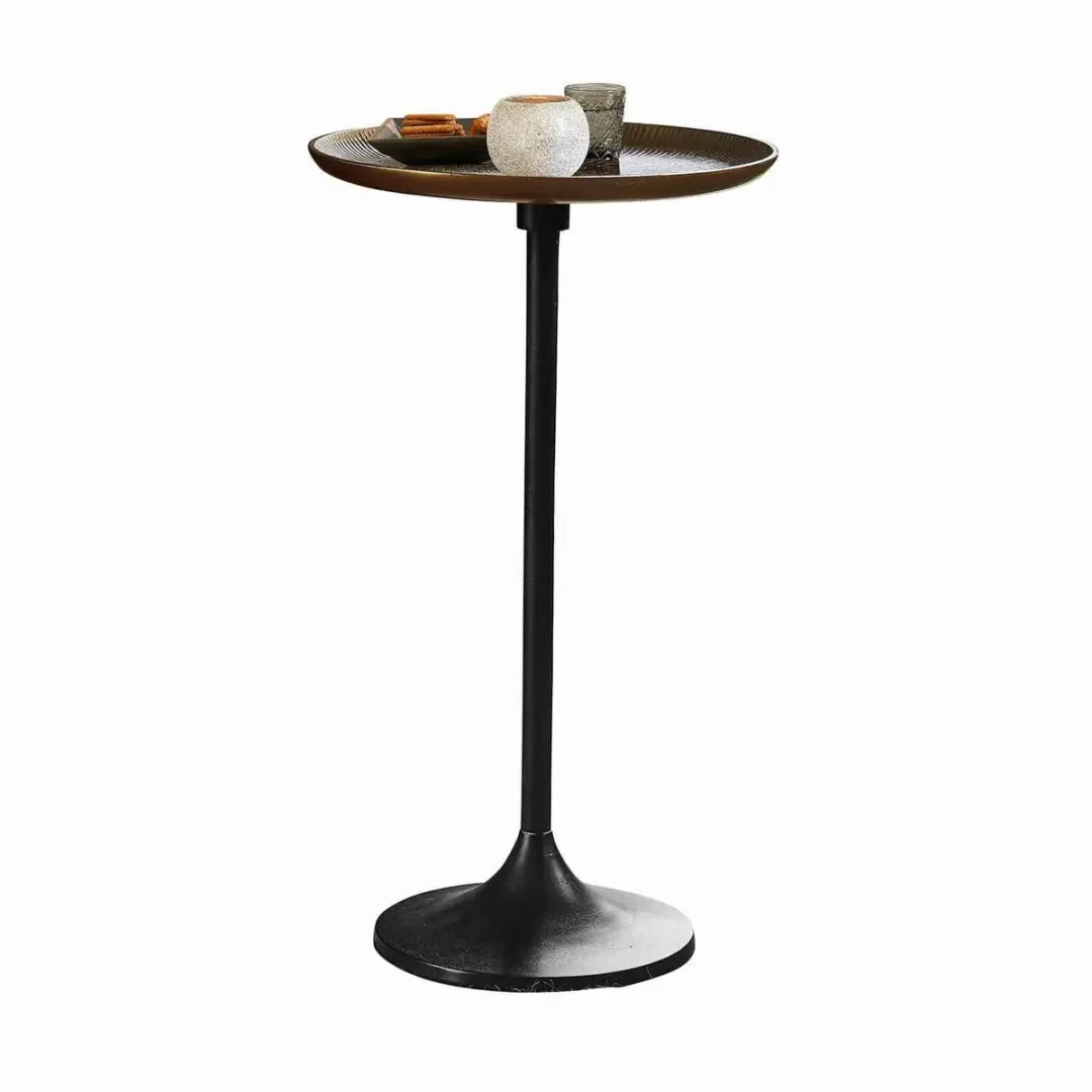 Loberon Elmsford Bijzettafel 31cm Antiekzwart/Messing