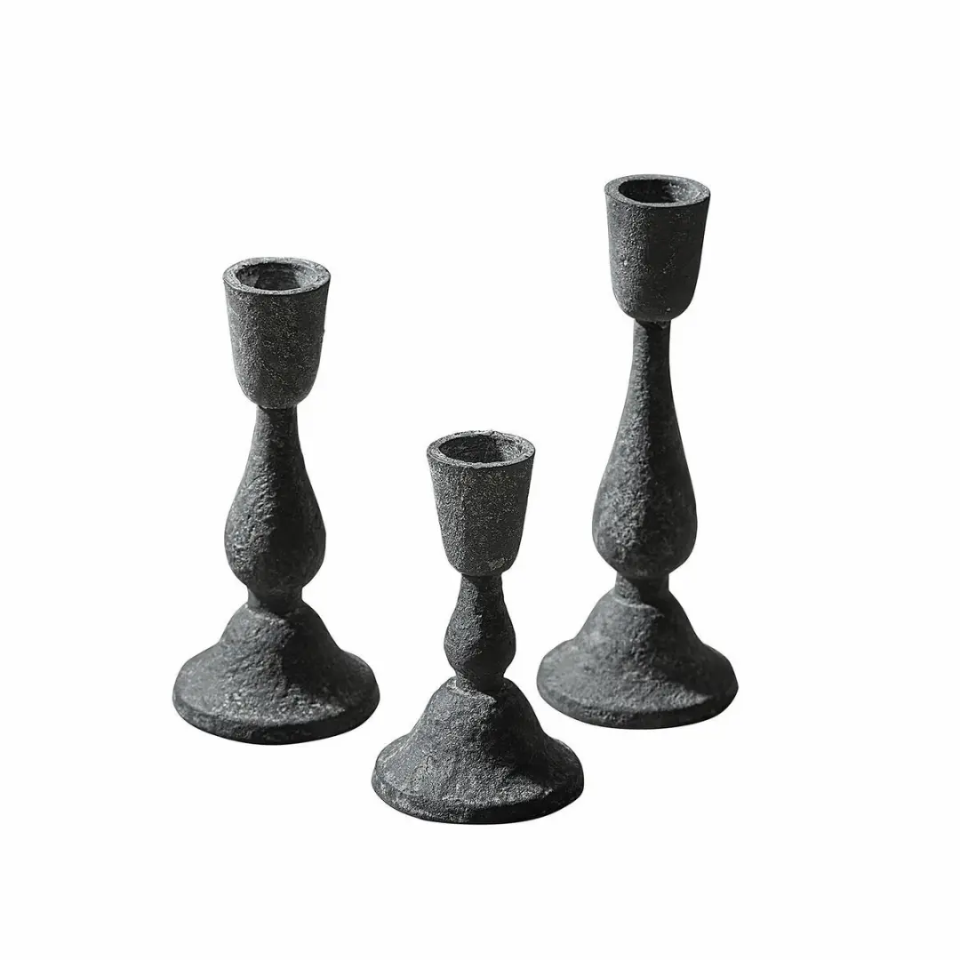 Loberon Lavignoux Kandelaar Set 3 Stuks Antiekgrijs - afbeelding 3 van 5