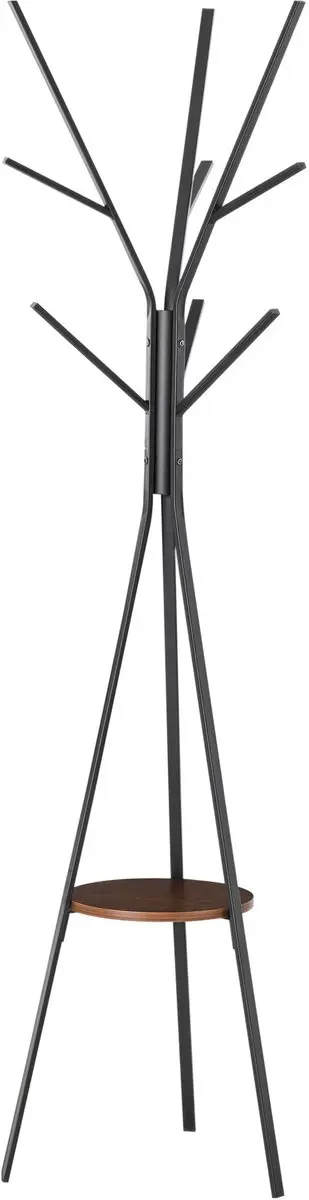 HOMCOM-Garderobenständer-Eisen, MDF-45L x 45B x 180H cm-Braun