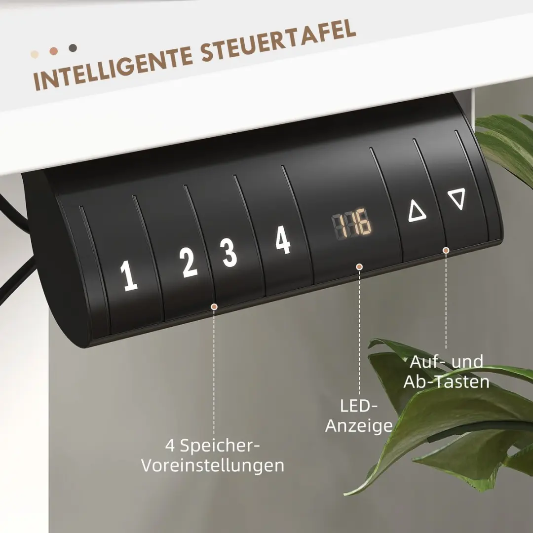 Vinsetto Elektrisch Hoogteverstelbaar Bureau 120x60cm Wit - afbeelding 6 van 6
