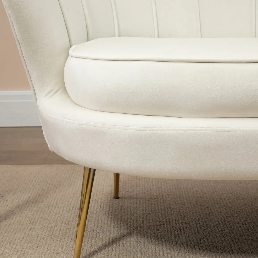 Homcom 2-zits Vintagebank - 130x77x77cm - Crème - afbeelding 2 van 6