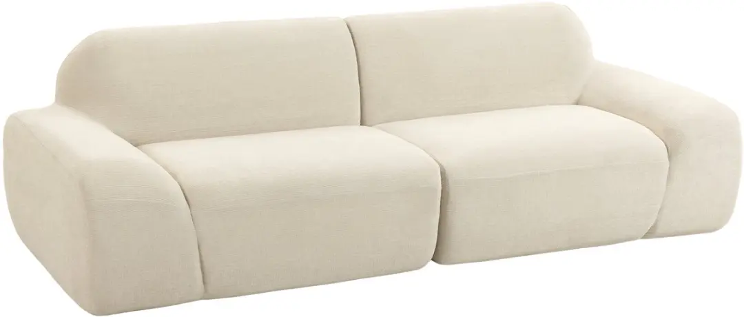 HOMCOM 3-zitsbank-Chenille (100% polyester), schuim-244 x 95 x 70 cm-Crèmewit