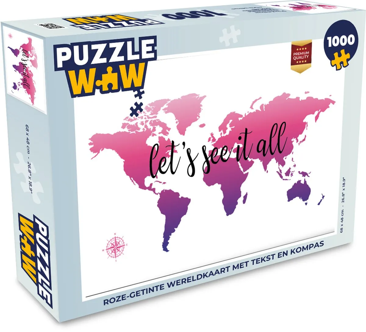 PuzzleWow Wereldkaart Legpuzzel 1000 Stuks