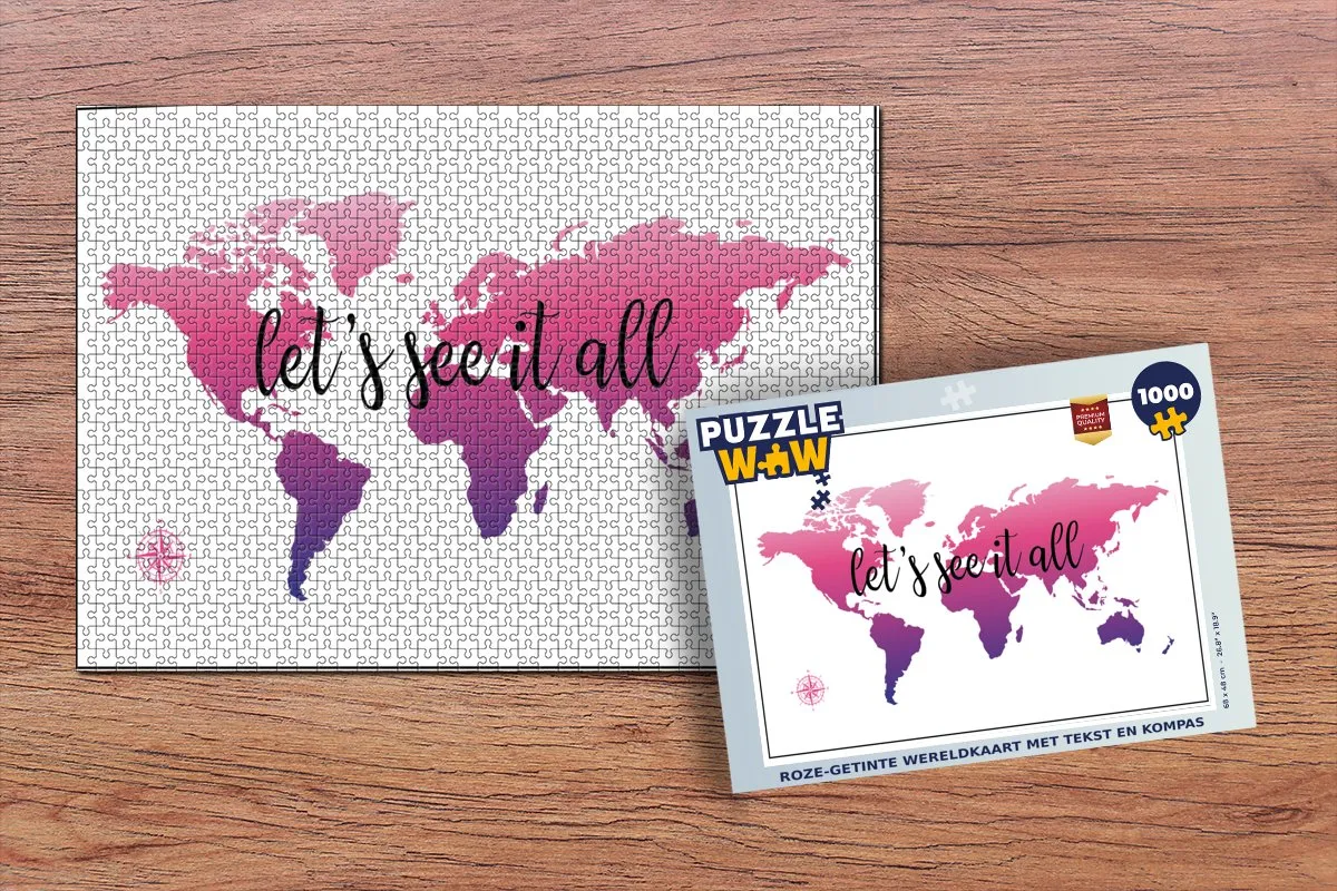 PuzzleWow Wereldkaart Legpuzzel 1000 Stuks - Multicolor