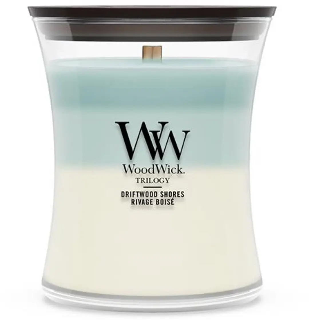 WoodWick Trilogy Driftwood Shores Geurkaars - Medium - afbeelding 5 van 5