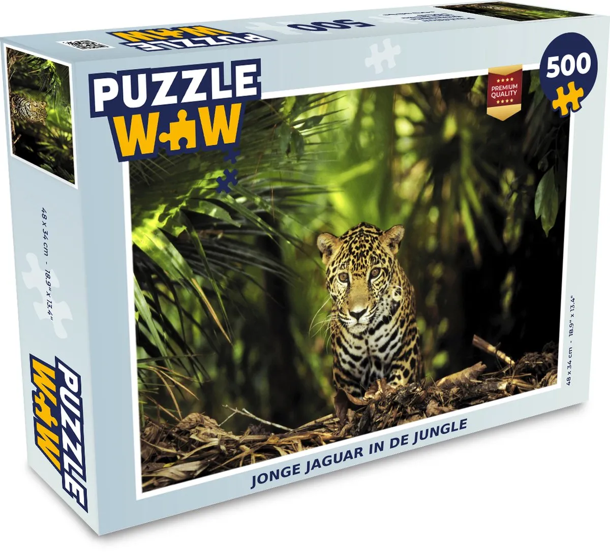 PuzzleWow Legpuzzel Jonge Jaguar Jungle 500 Stuks