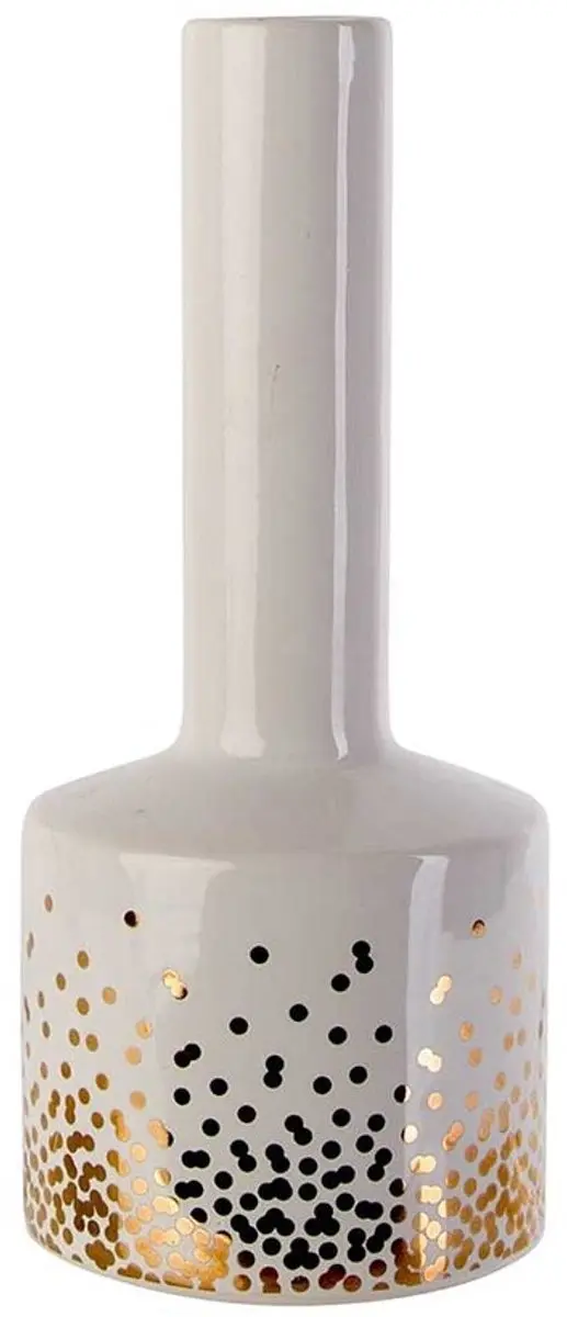Vaas wit met goudkleurige stippen 20,2 cm
