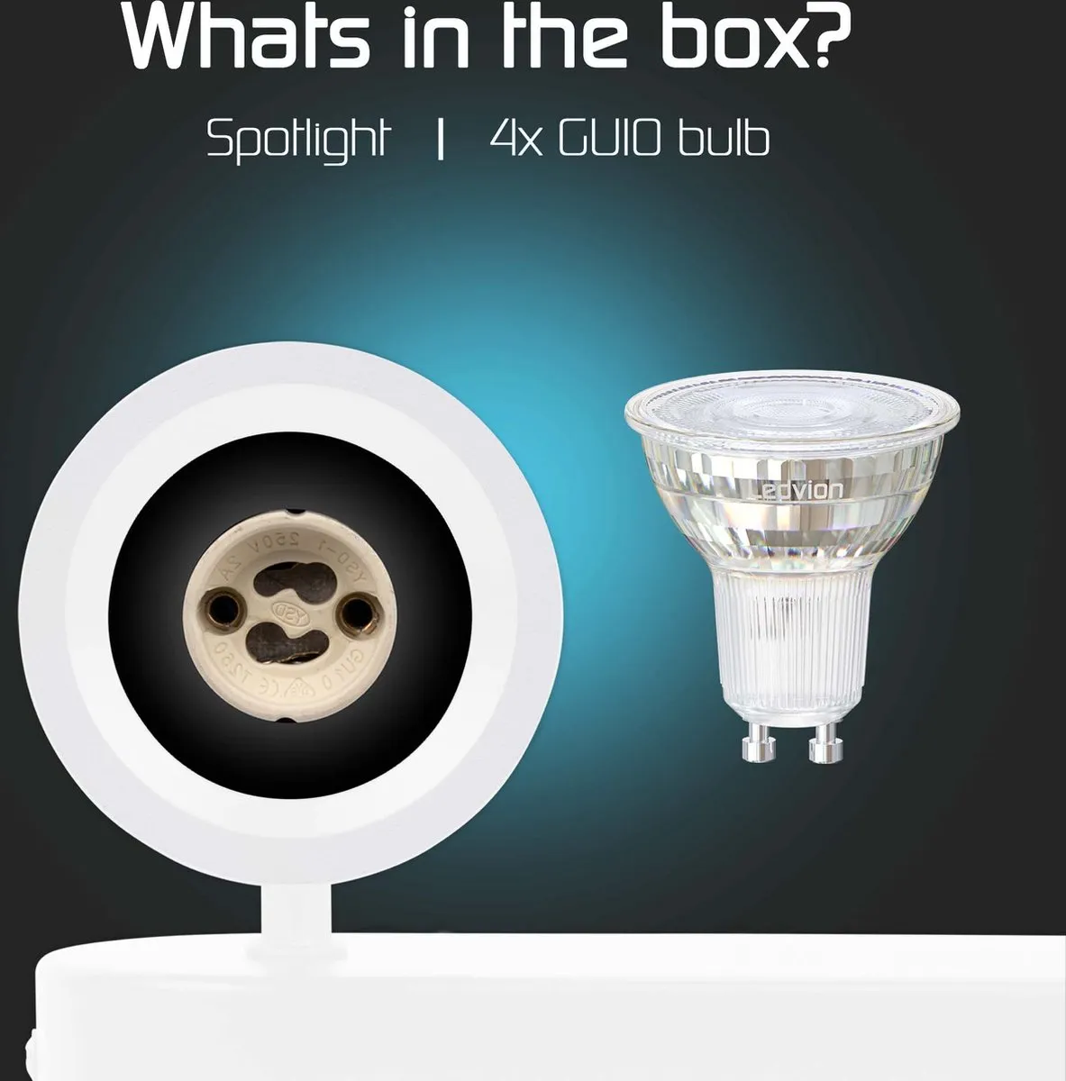 Ledvion LED Plafondspot 4x 4,9W 4000K GU10 - Wit