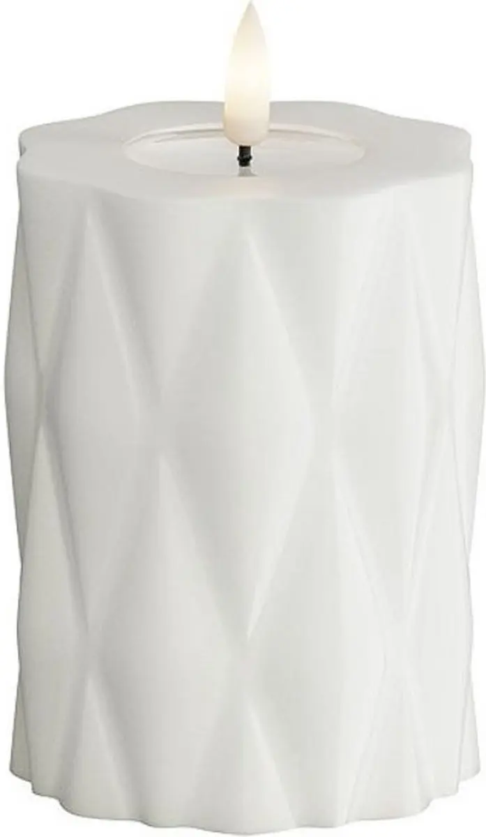 Deluxe Homeart Led Kaars Harlequin Wit 7,5 x 10 cm