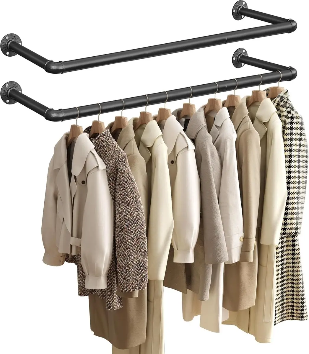 Songmics HSR67BK Wandstang 92cm - Zwart - afbeelding 2 van 6