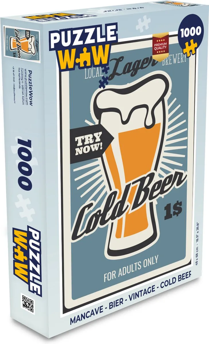 PuzzleWow Mancave Bier Legpuzzel 1000 Stuks
