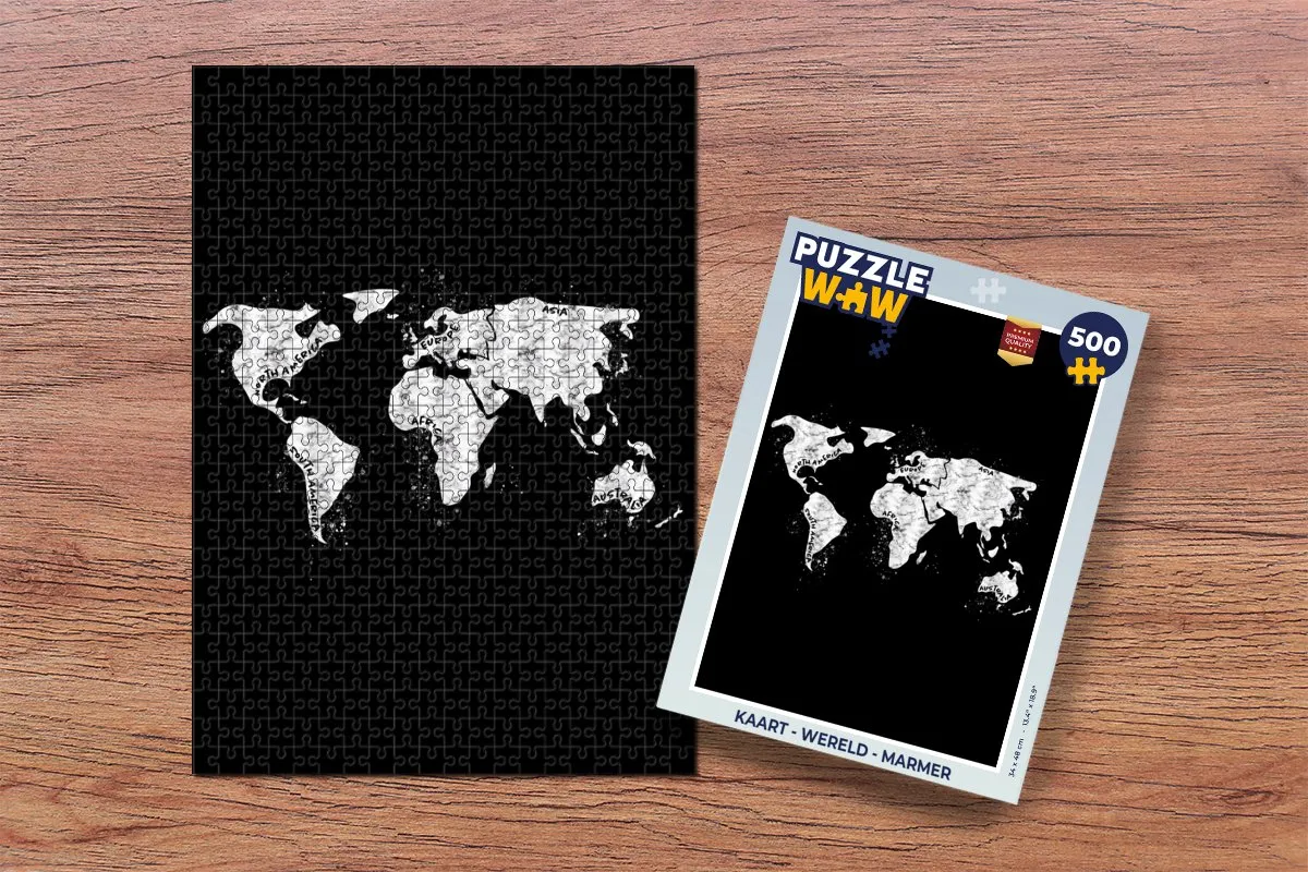 PuzzleWow Wereld Marmerprint Legpuzzel 500 Stuks - Multicolor