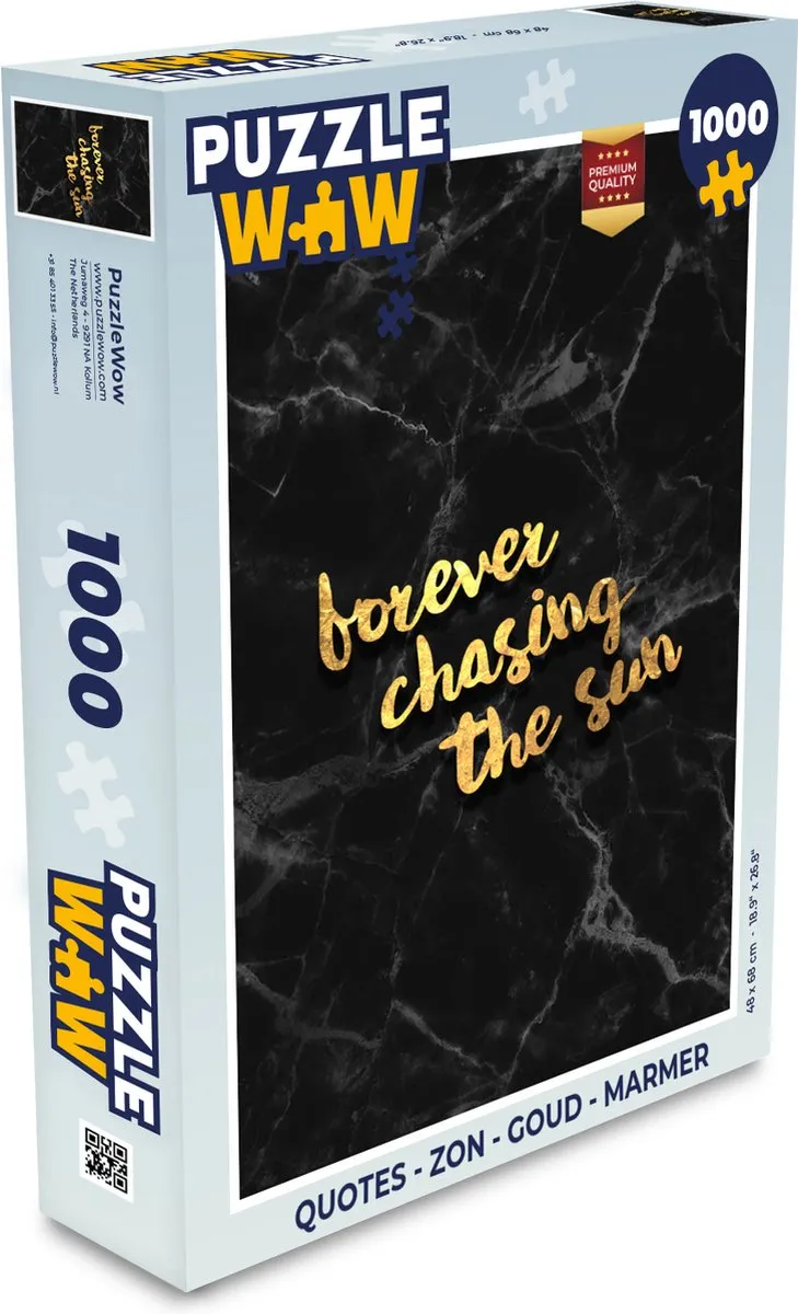 PuzzleWow Quotes Zon Goud Marmer Legpuzzel 1000 Stuks