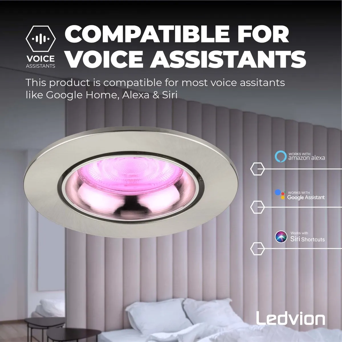 Ledvion 3X SMART LED Inbouwspot Rio - 3 Stuks - 4.9W - RGBW - RVS