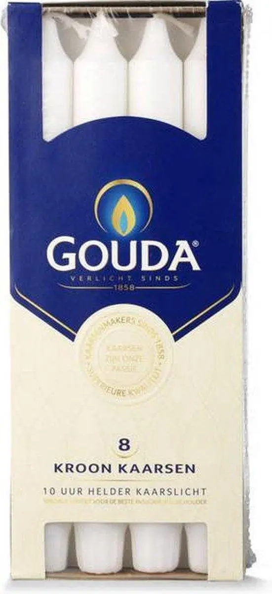 Gouda kroonkaarsen 8 dinerkaarsen in doosje