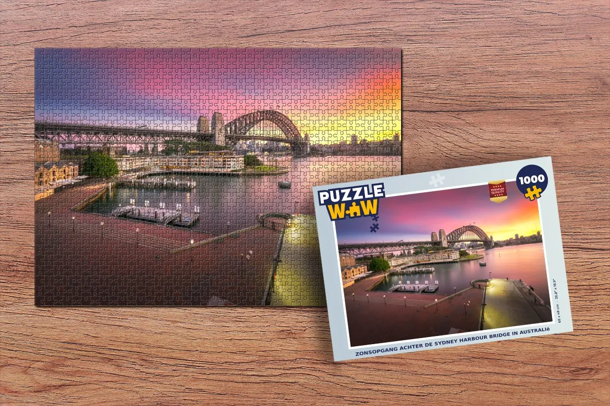 PuzzleWow Legpuzzel Zonsopgang Sydney Harbour Bridge 1000 Stuks - Multicolor