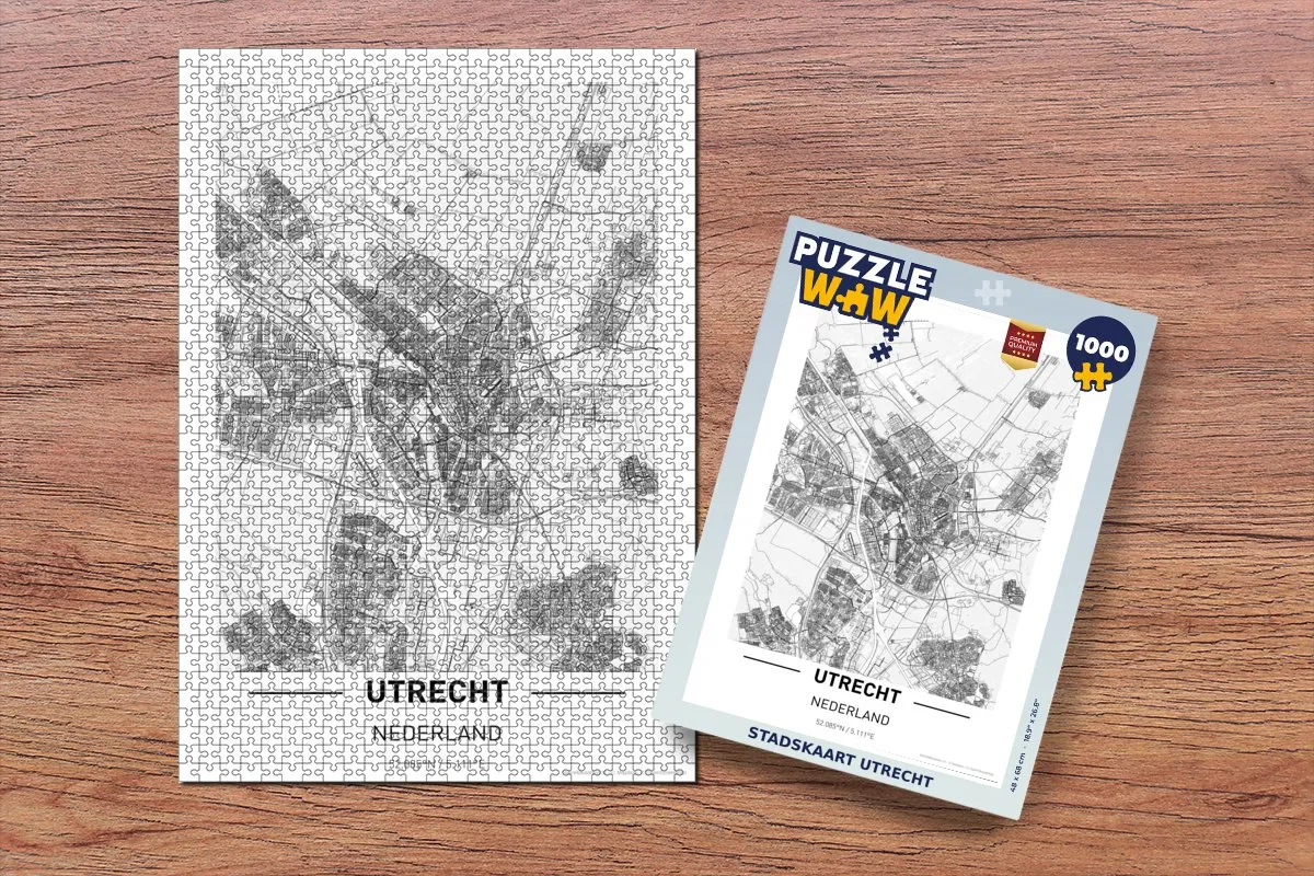 PuzzleWow Stadskaart Utrecht Legpuzzel 1000 Stuks - Multicolor