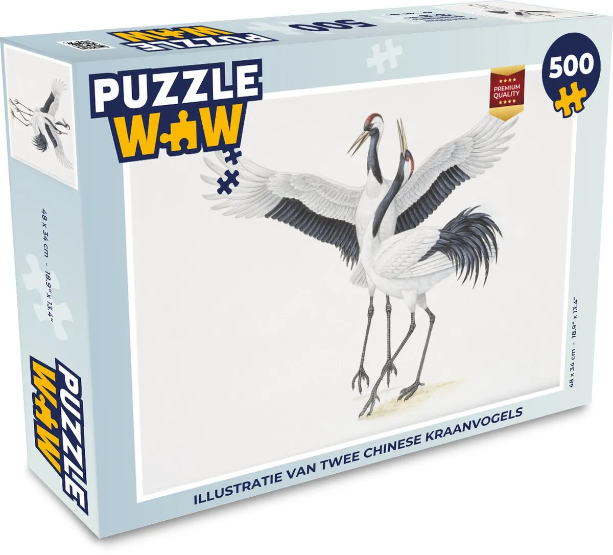 PuzzleWow Legpuzzel 500 Stuks - Chinese Kraanvogels Multicolor