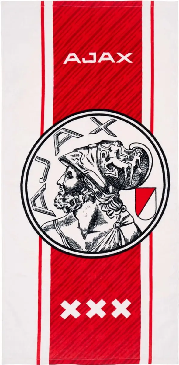 Ajax-handdoek wit rood wit 50x100 cm