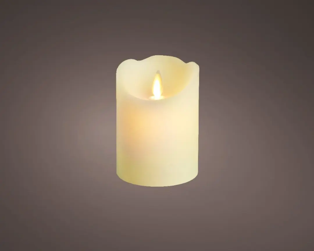 Lumineo LED Kaars Creme D7,5xH10cm Warm Wit Flikkerend - afbeelding 2 van 3
