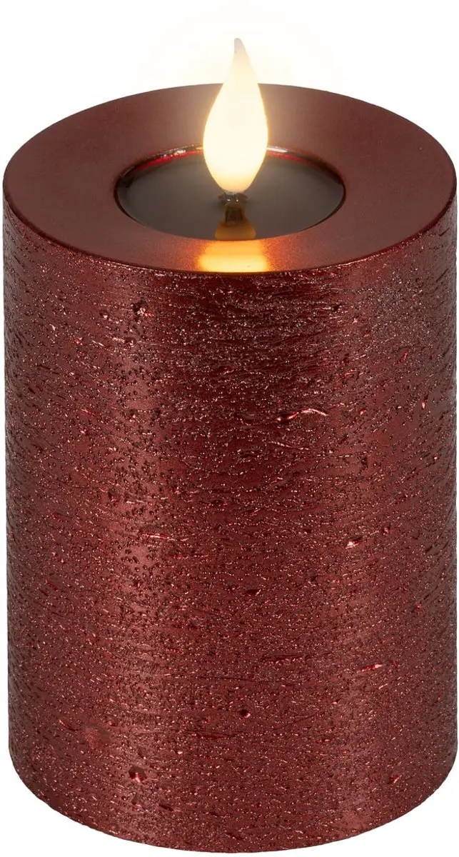 Lumineo led kaars echt wax ossenbloedrood 13,5 cm flikkerend