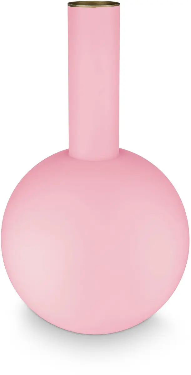 Pip Studio - Bloemenvaas - Woonaccessoires - Roze vaas - Metaal - 24.5x42cm