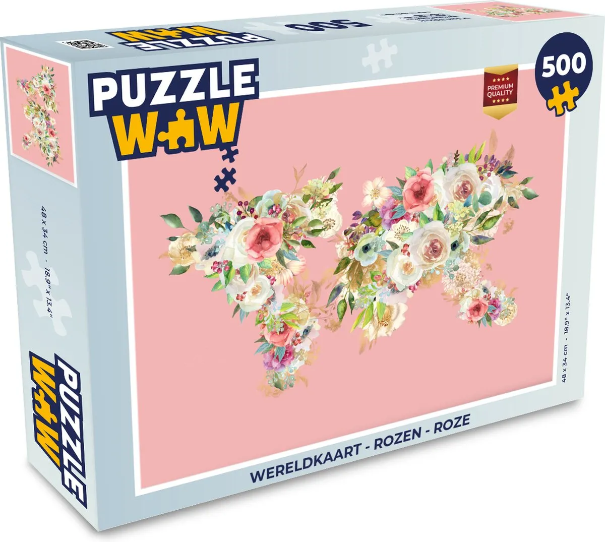 PuzzleWow Wereldkaart Legpuzzel 500 Stuks