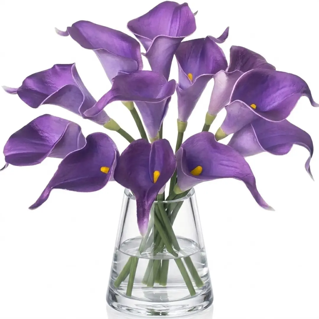 Paars kunstbloemen calla lelies set van 8 stuks kunstbloemen decoratie voor vaas