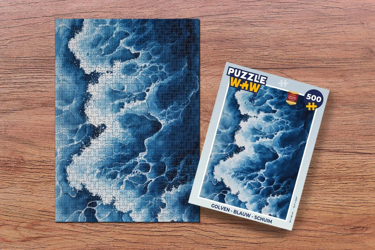 PuzzleWow Golven Legpuzzel 500 Stuks - Blauw