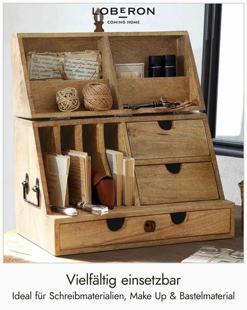 Loberon Shane Organizer - 7 Vakken - Bruin - afbeelding 3 van 6