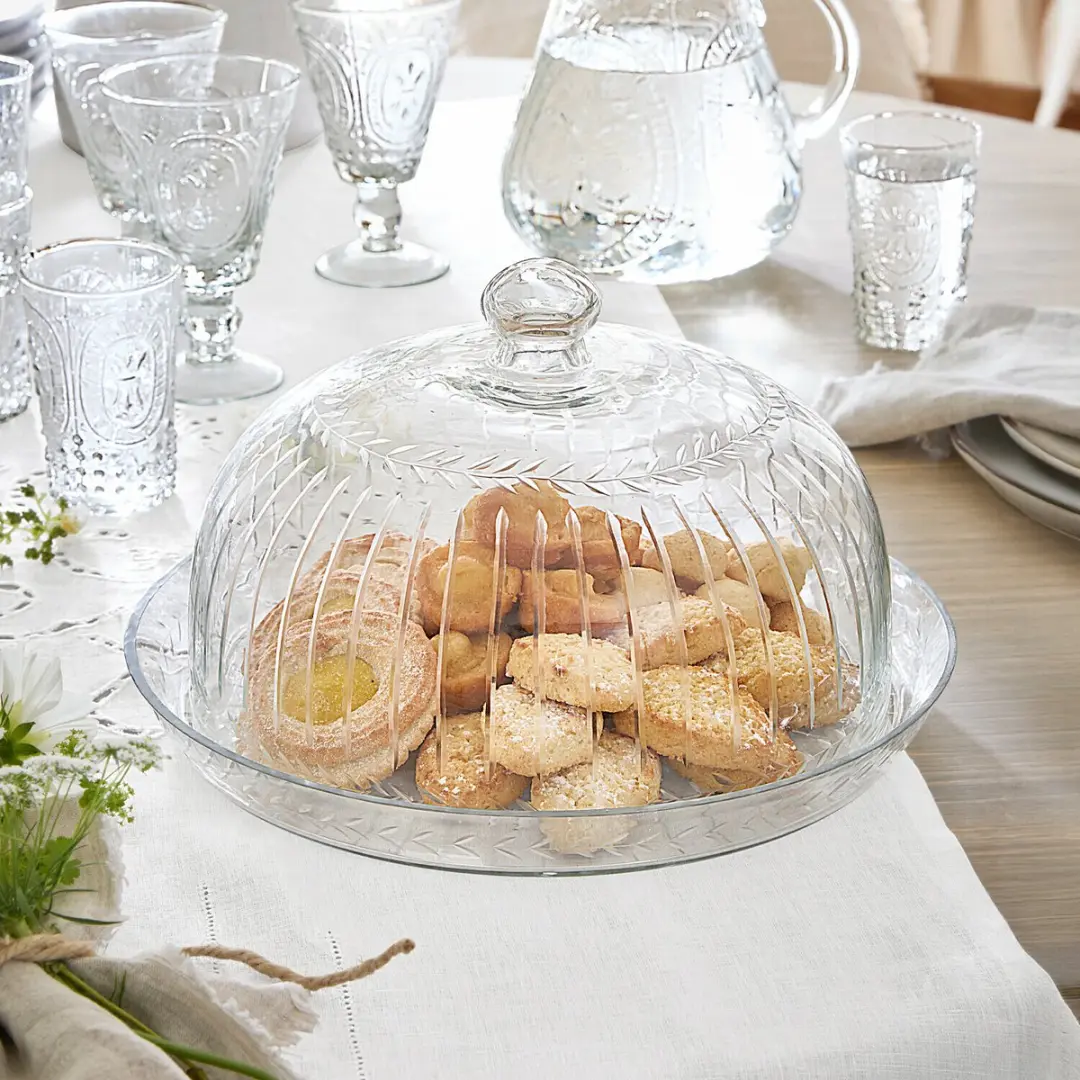 Loberon Layla Glazen Stolp met Plateau - 31cm - afbeelding 2 van 6