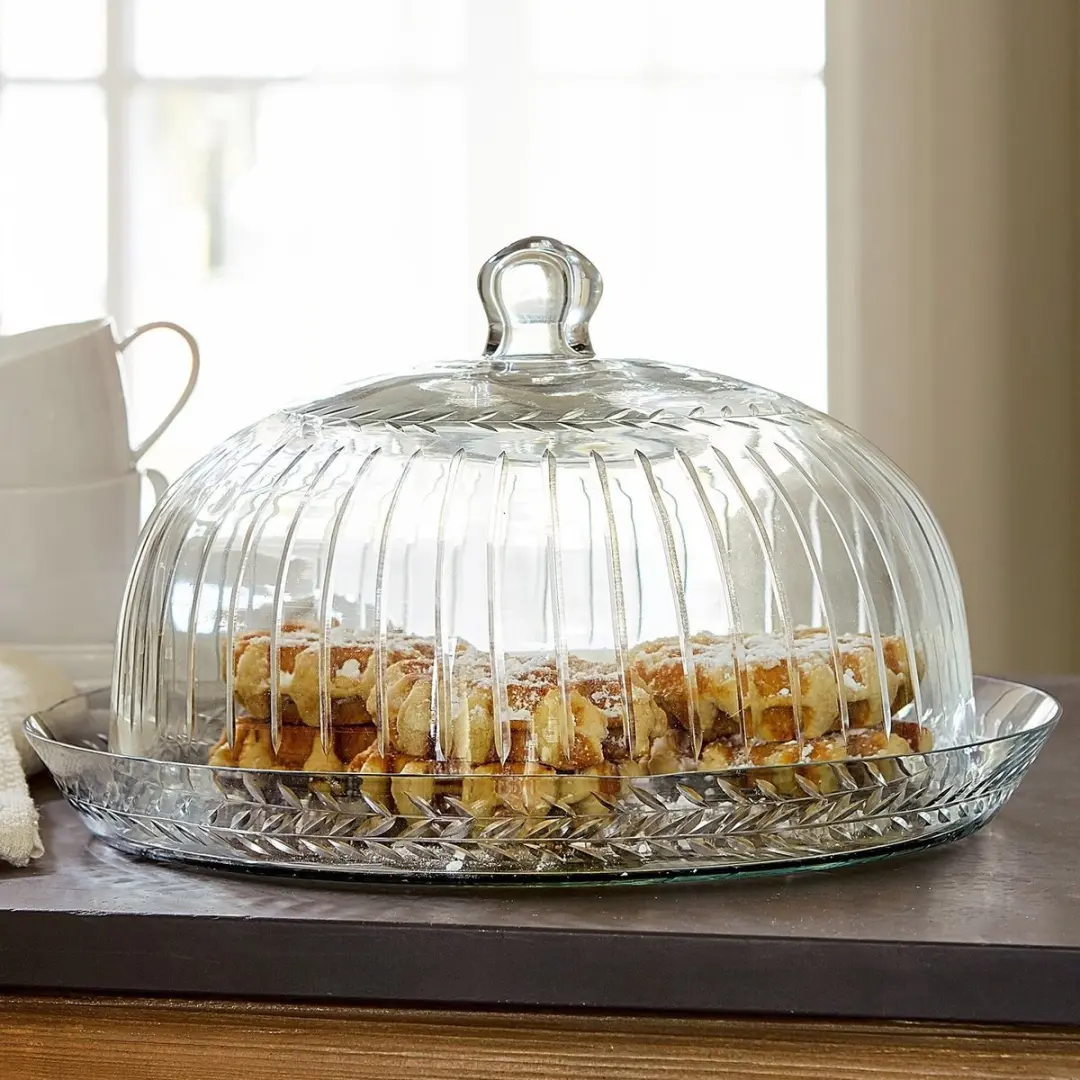 Loberon Layla Glazen Stolp met Plateau - 31cm - afbeelding 3 van 6