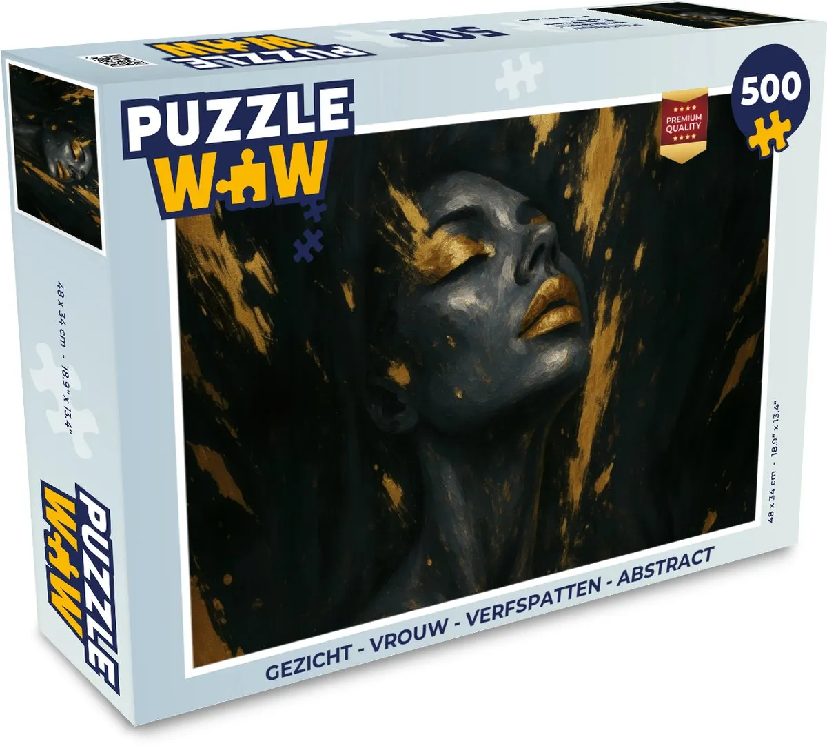 PuzzleWow Gezicht - Vrouw Verfspatten Abstract Legpuzzel 500 Stuks - MPN 8721374599021
