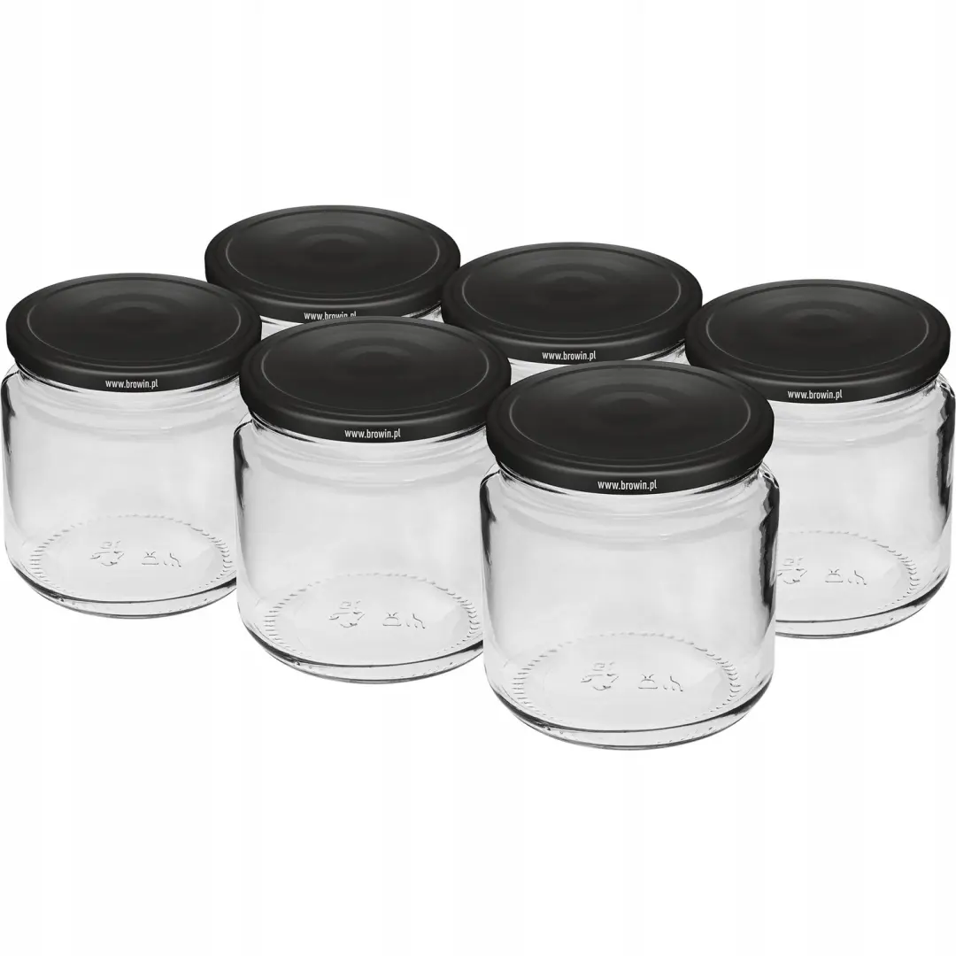 6x Glazen Potten 212ml met Zwarte Twist-Off Deksel
