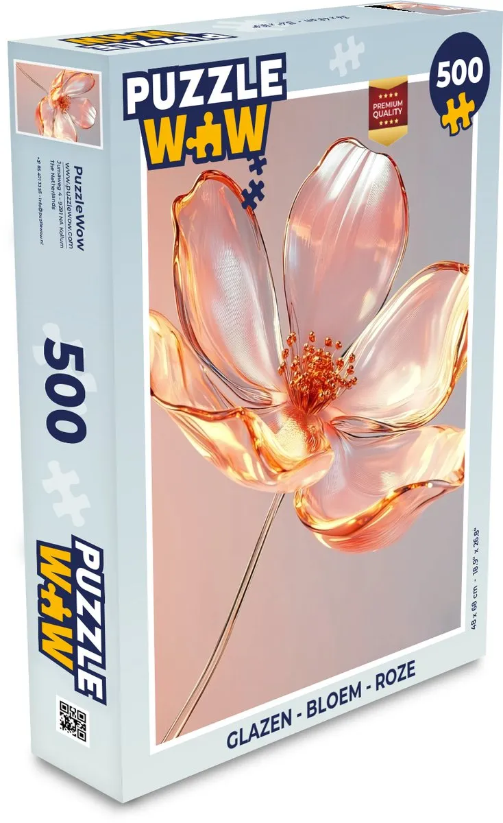 PuzzleWow Glazen Bloem Legpuzzel 500 Stuks - Roze