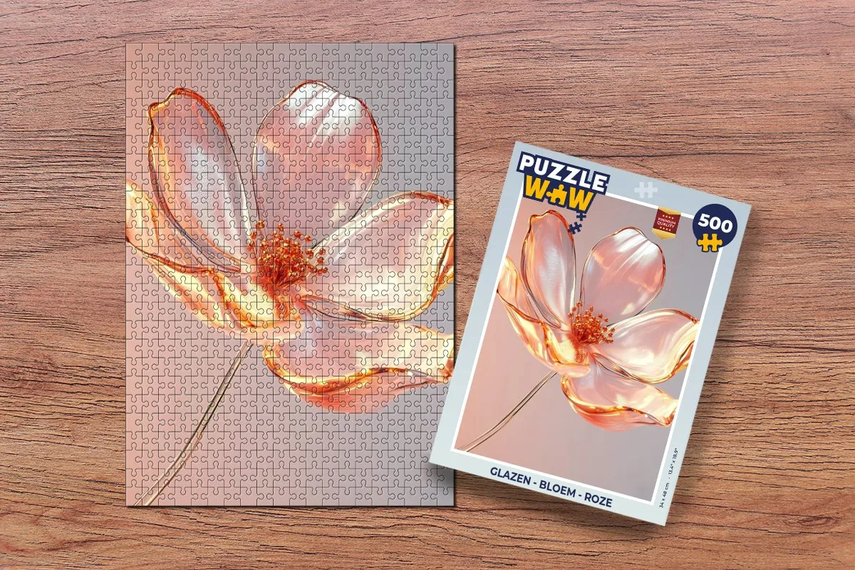 PuzzleWow Glazen Bloem Legpuzzel 500 Stuks - Roze