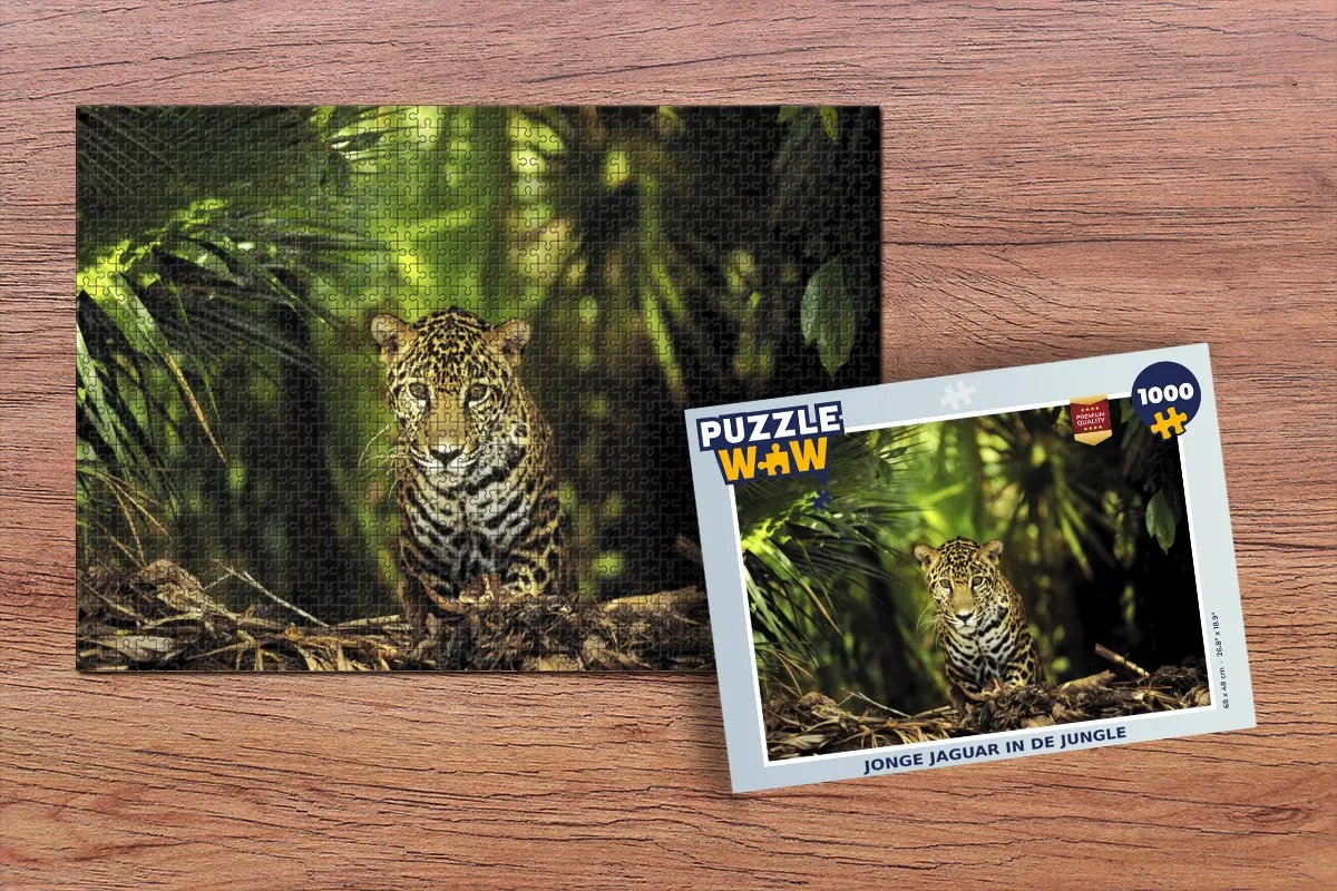 PuzzleWow Legpuzzel Jonge Jaguar Jungle 1000 Stuks - Multicolor