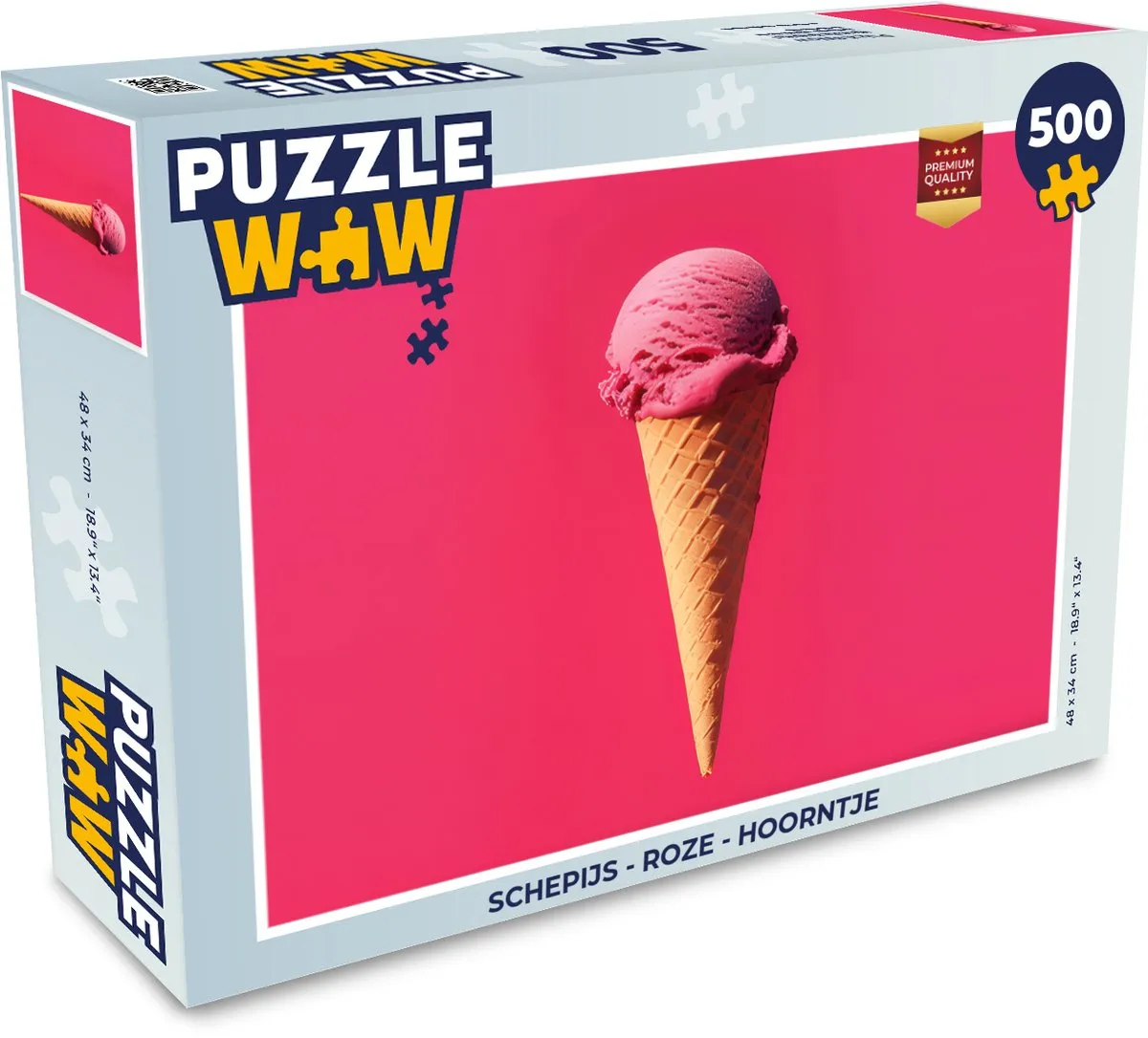 PuzzleWow Schepijs Legpuzzel 500 Stuks - Roze Hoorntje