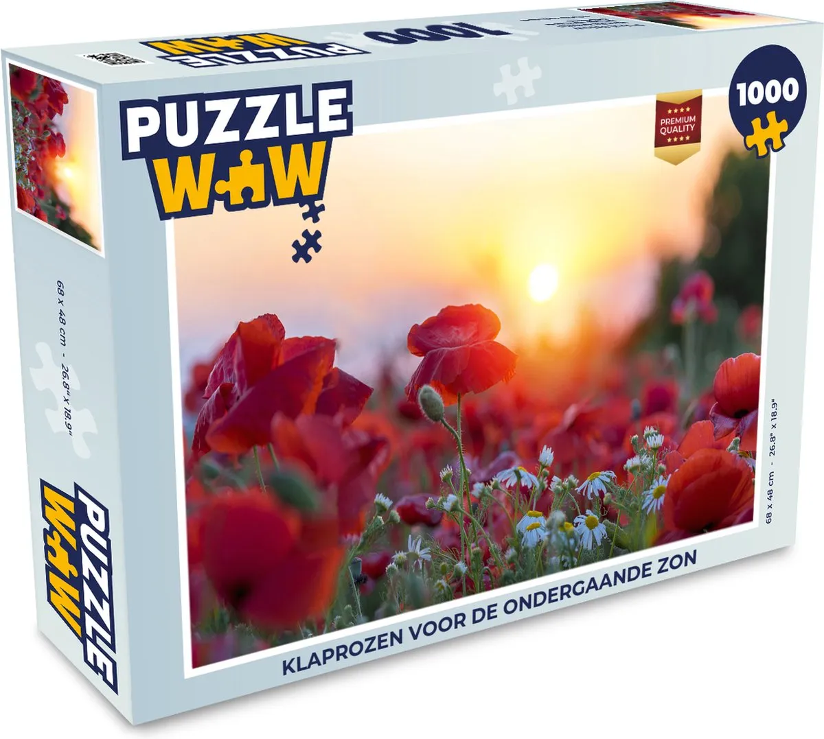 PuzzleWow Klaprozen voor de ondergaande zon Legpuzzel 1000 Stuks