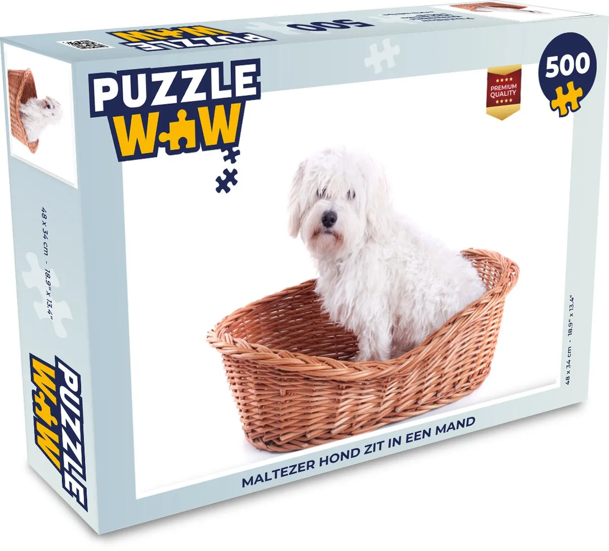 PuzzleWow Maltezer Hond in Mand Legpuzzel 500 Stuks - Multicolor