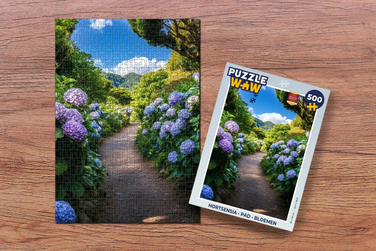 PuzzleWow Hortensia Pad Legpuzzel 500 Stuks
