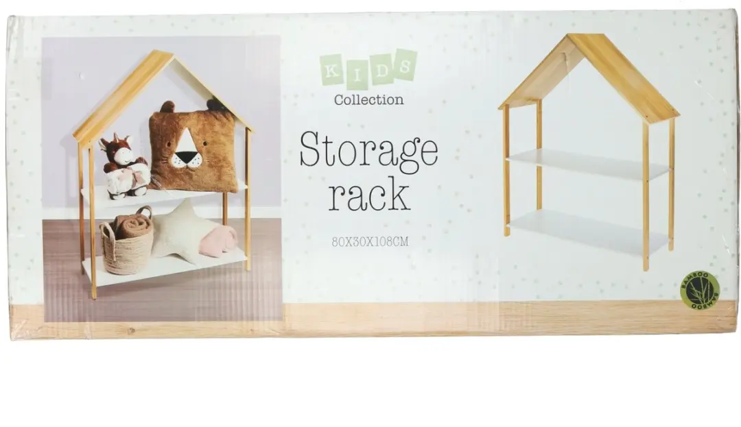 Koopman opbergrek kinderkamer huisvorm wit kunststof 2 planken.