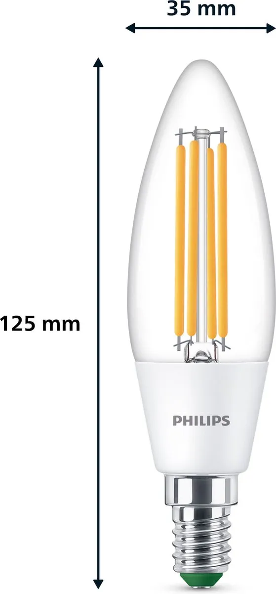 Philips Ultra Efficient LED Kaarslamp E14 2.3W Wit
