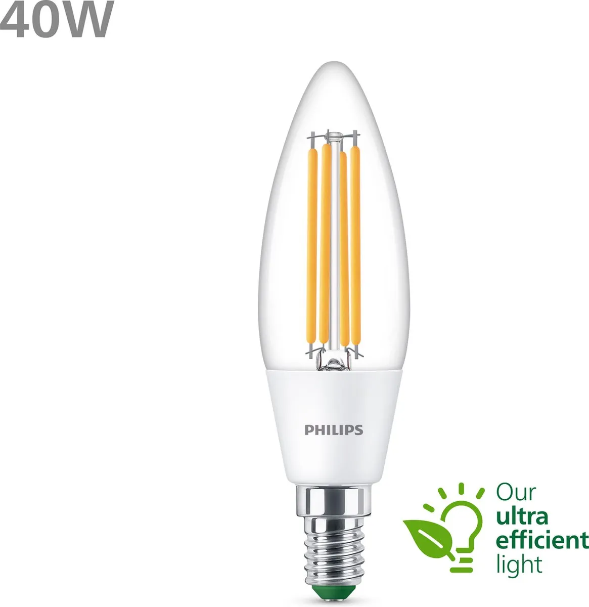 Philips Ultra Efficient LED Kaarslamp E14 2.3W Wit