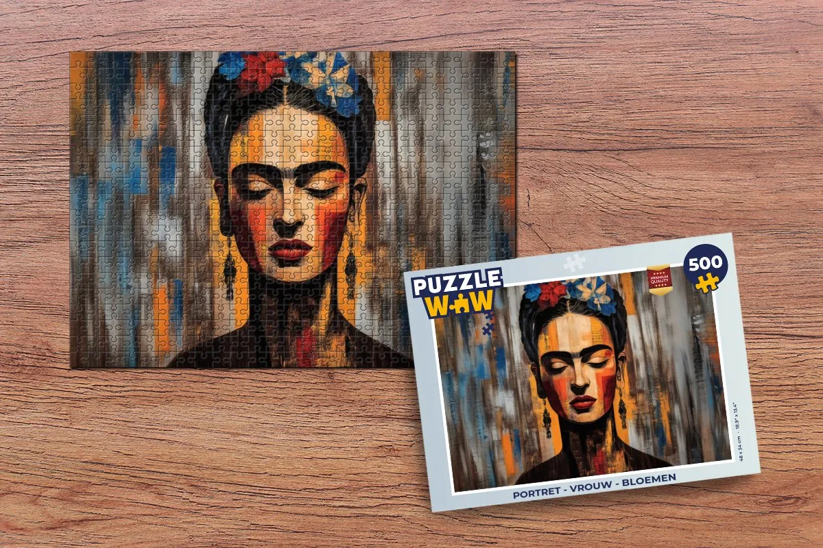 PuzzleWow Portret Vrouw Bloemen Legpuzzel 500 Stuks