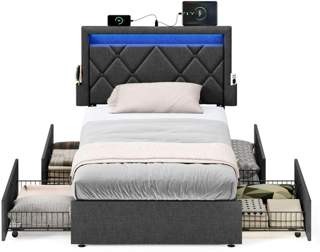 Songmics RMB820GN02 Bedframe 90x200cm