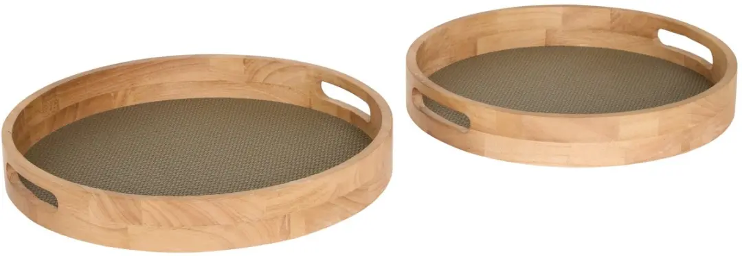 Atmosphera Schalen/Dienbladen - Set van 2 stuks - Ø38xH5cm - Groen
