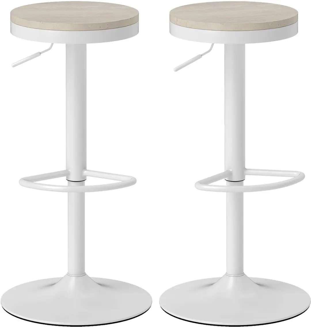HOMCOM-Barkruk-38,5x38,5x80cm-Staal-Wit
